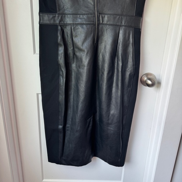 SPANX Combo Leather Like Luxe Sheath Black Vegan Stretch Dress Large LIKE NEW - Picture 11 of 13